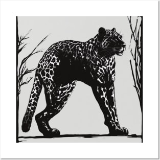 Leopard Shadow Silhouette Anime Style Collection No. 182 Posters and Art